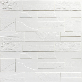 Самоклеюча декоративна 3D панель камінь Біла бита цегла700х770х5мм (180) SW-00000426