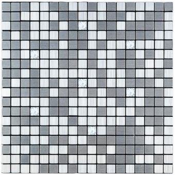 Самоклеюча алюмінієва плитка срібна мозаїка зі стразами 300х300х3мм SW-00001824 (D)