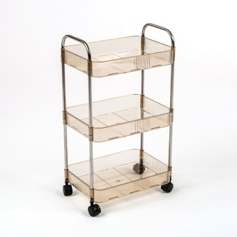 Етажерка мобільна триярусна універсальна з акрилу та металу 40х28,5х70с Бежева SW-00002111