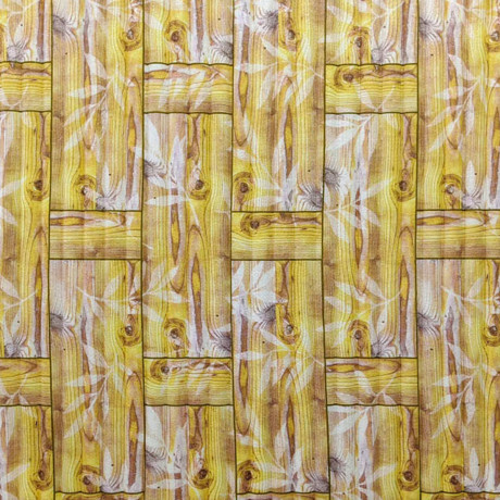 Самоклеющаяся декоративная 3D панель бамбуковая кладка желтая