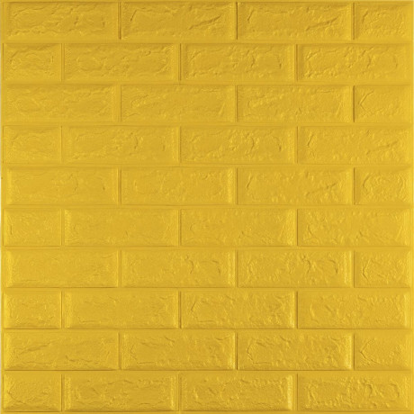 Декоративна 3D панель самоклейка під цеглу Жовтий 700х770х5мм (010-5) SW-00000146