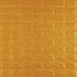 Декоративна 3D панель самоклейка під цеглу Золотий 700х770х7мм (011-7) SW-00000052