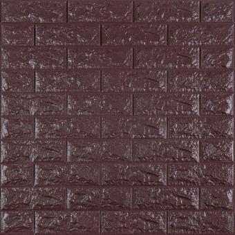 Декоративна 3D панель самоклейка під цеглу кольору баклажан-кава 700х770х7мм (018-7) SW-00000045