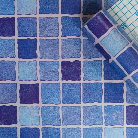 Самоклеющаяся пленка синяя мозаика 0,45х10м